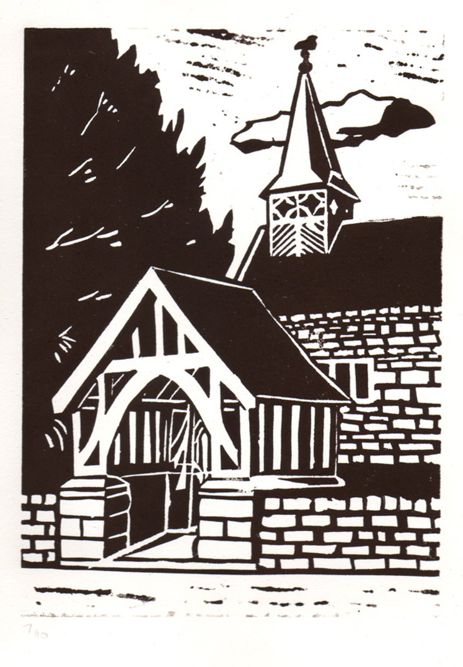 Church original linocut