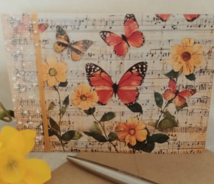 Handmade Mixed Media Butterfly Card
