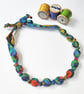 Blue, Green, Orange, Mustard, Pink Liberty Fabric Necklace - Wandering Meadow B - Image 1