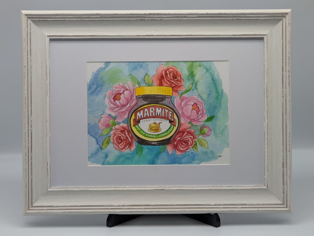  Original Marmite & Roses Watercolor Painting