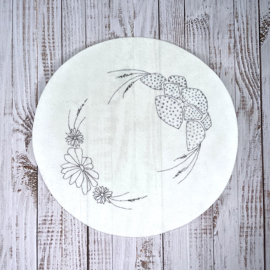 Summer flower embroidery wreath design. Wildflower wreath embroidery sticker.