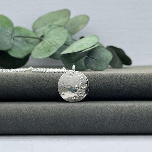 Handmade Sterling Silver Full Moon Pendant 2