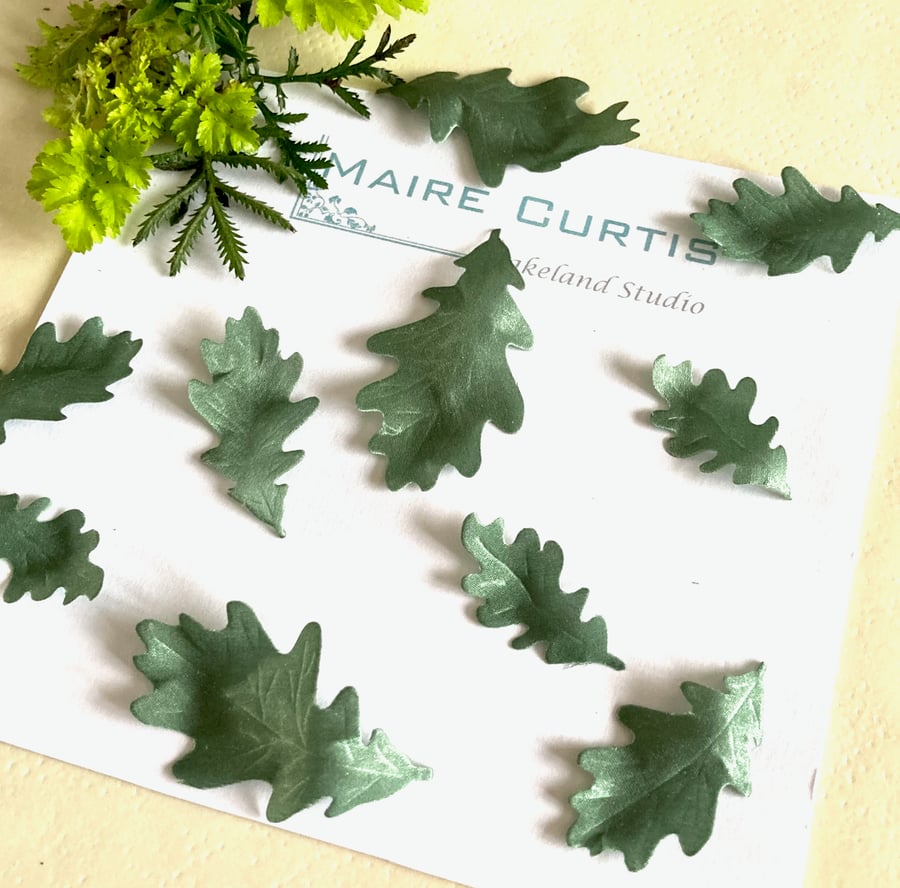 Hand Crafted Silk Satin Artificial Oak Leaves