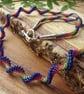 Spiral rainbow necklace, unusual twisting rainbow beaded jewellery - Image 4