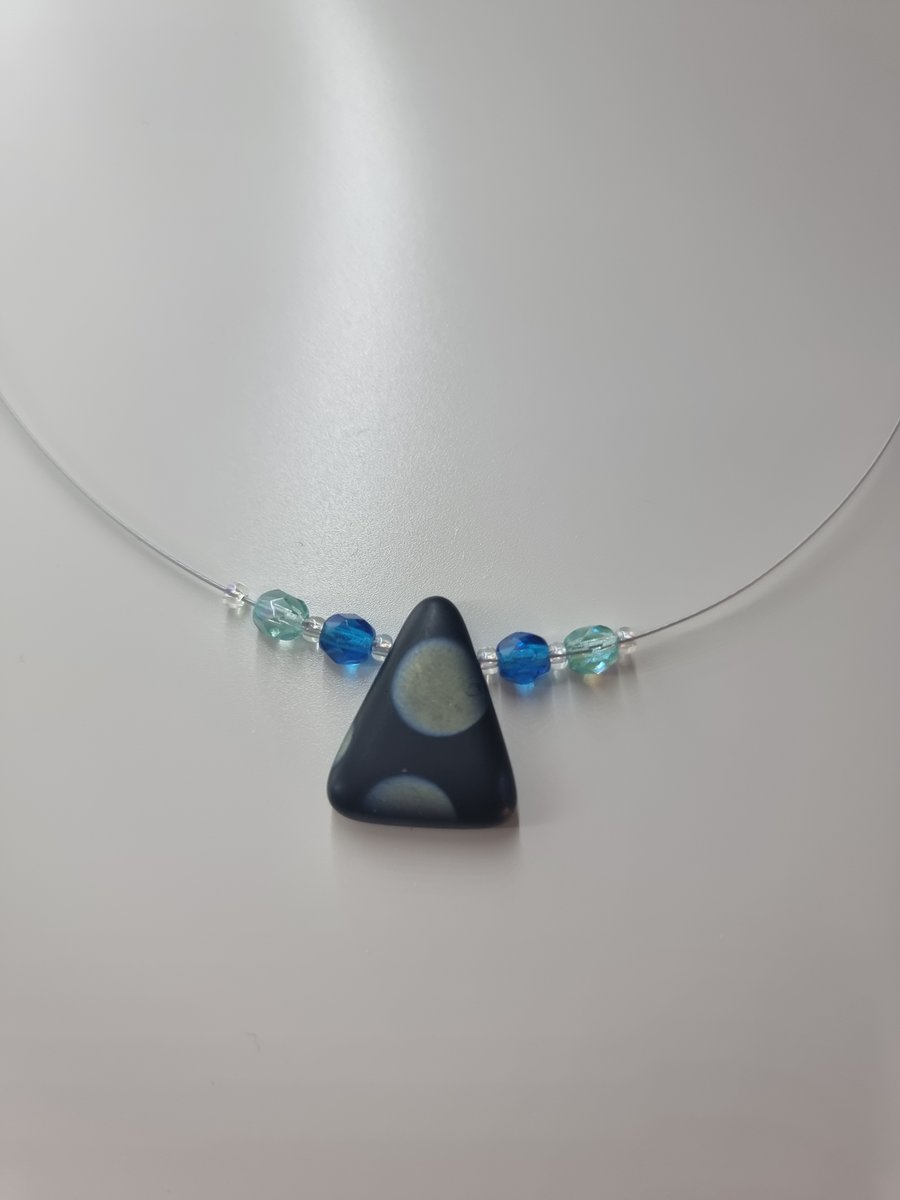 Blue and black triangle necklace