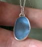 Sterling Silver Manta Ray Silhouette Seaham Blue Sea Glass Pendant Necklace - Image 9