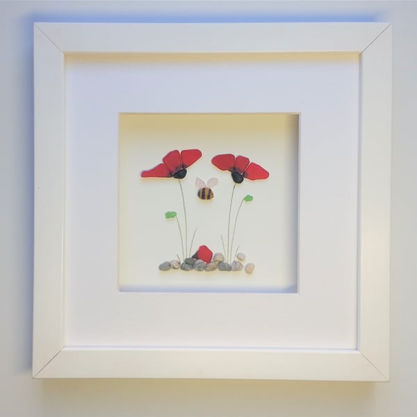 Sea Glass Poppies and Bee, Unusual Gifts for Her, Mother's Day Gift