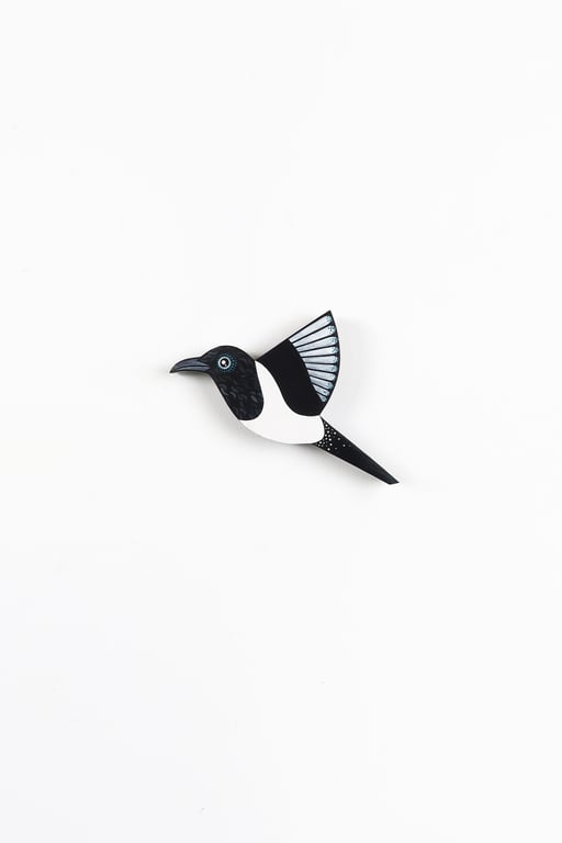 Magpie wall art, British bird wall hangings, gift for bird lover.