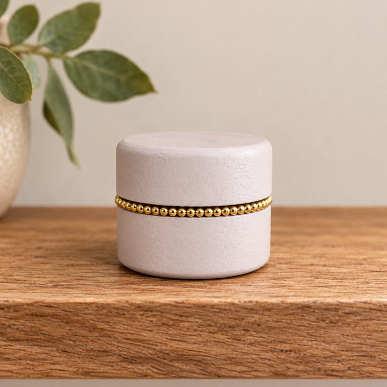 Pale & Gold Beaded Trinket Box
