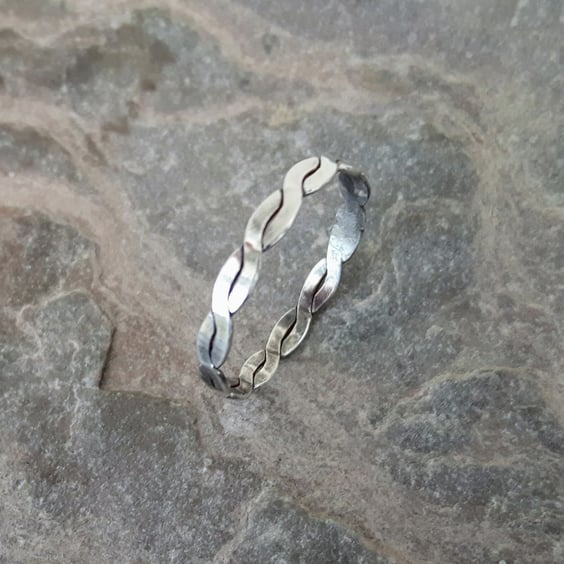 Sterling Silver Flat Twist Ring, size O-P