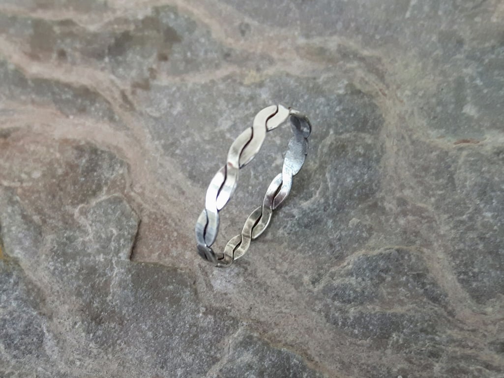 Sterling Silver Flat Twist Ring, size O-P
