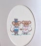 Personalised Wedding Card, Handmade Cross Stitch Card, Bride and Groom Mice - Image 3