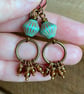 Bohemian Cluster Earrings. Turquoise & Amber Czech Glass Earring. Autumn Earring - Image 2