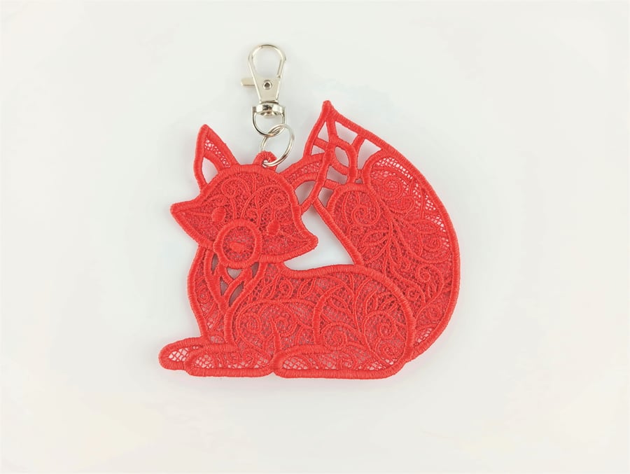Red Fox textured bag charm or keyring - British Wildlife