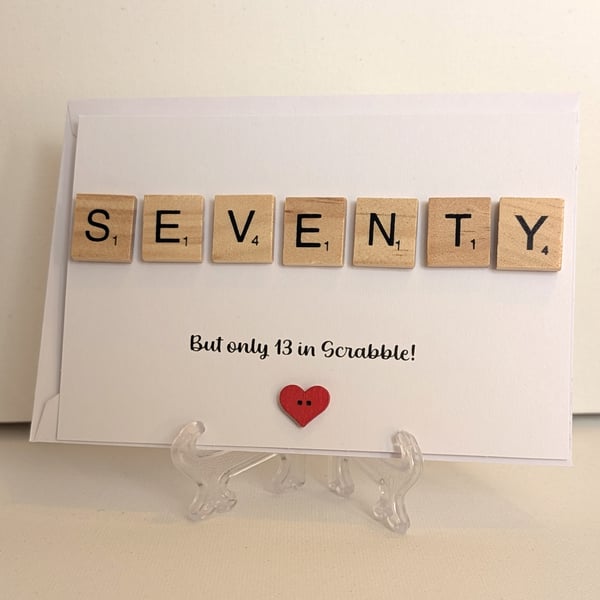 70th Birthday scrabble greetings card