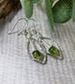 Earrings, Sterling Silver Leaf and Peridot Droppers - Image 4