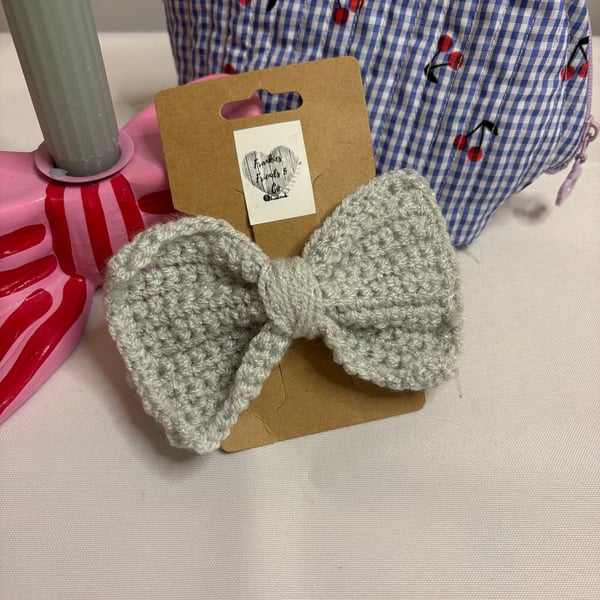Silver Sparkle Hair Bow