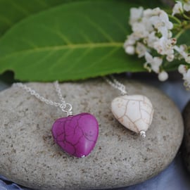 Heart pendant necklace fine silver chain