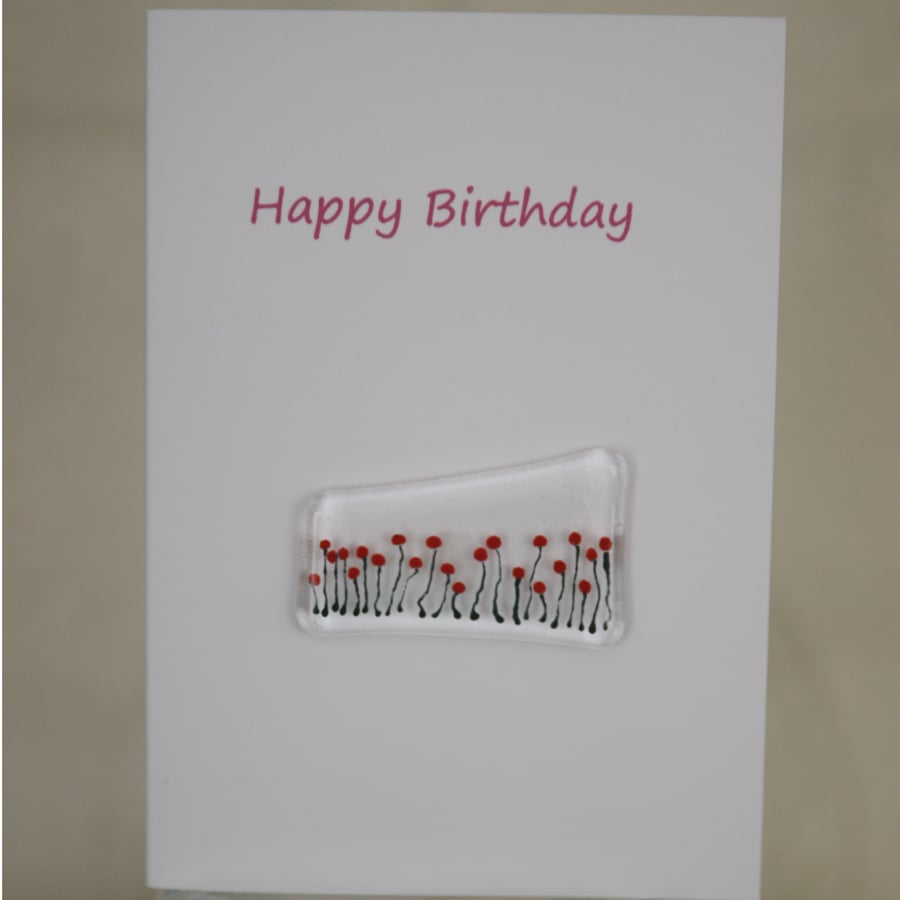 Fused Glass Poppy Birthday Card
