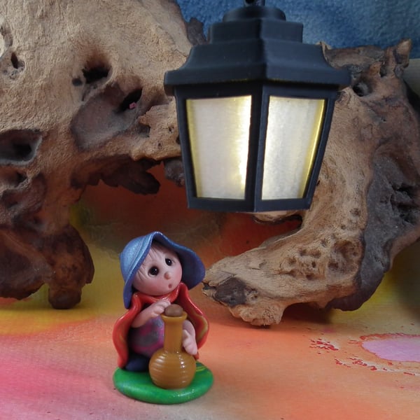Tiny Infirmary Gnome 'Dilys' with potion bottle OOAK Sculpt