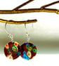 Gold millefiori disc earrings