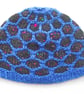 Handspun Knitted Hat, Cap, Beanie or Toque, Royal Blue, Black Merino Wool, Silk - Image 6
