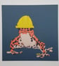 Strawberry Poison Frog with Builders hat - 12cm x 12cm print - Image 3