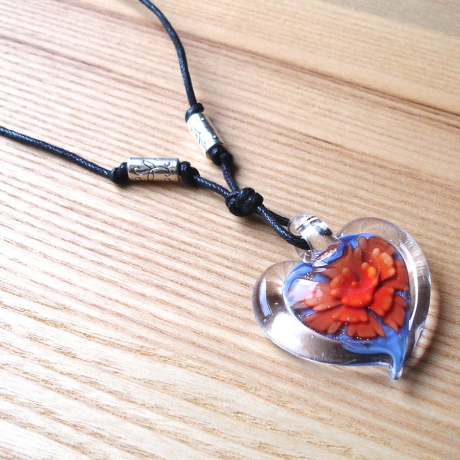 Large Valentines Heart Glass Pendant