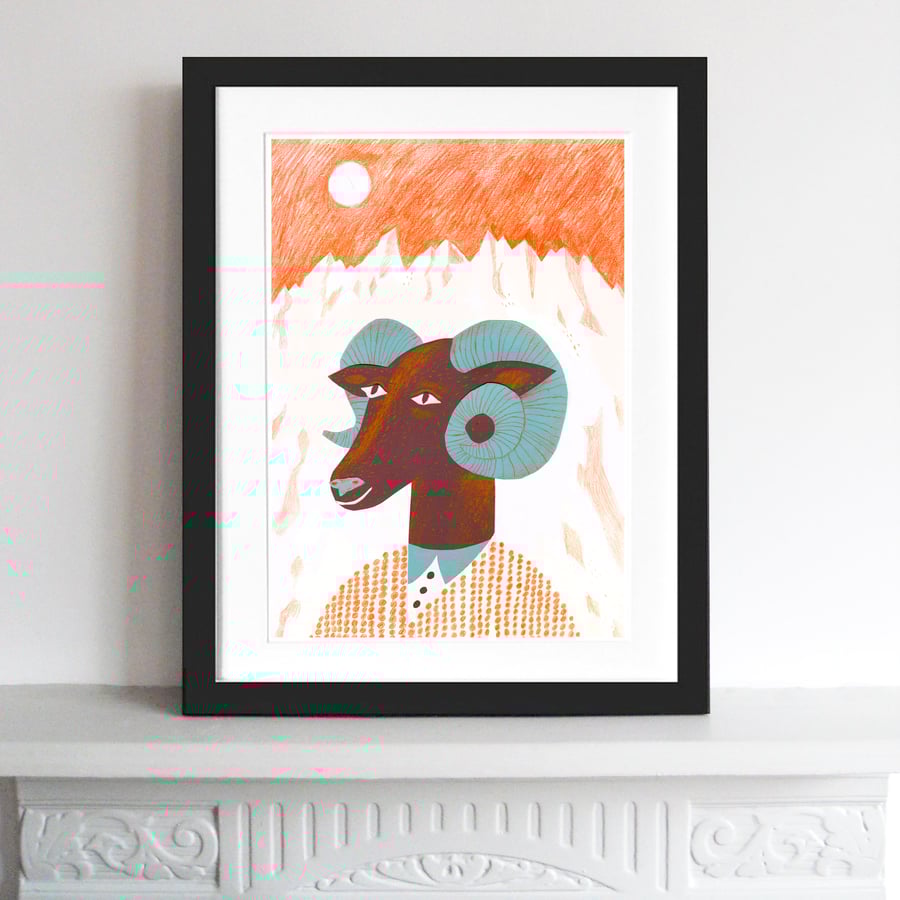 Big Discount! The Mountain Ram A3 print 