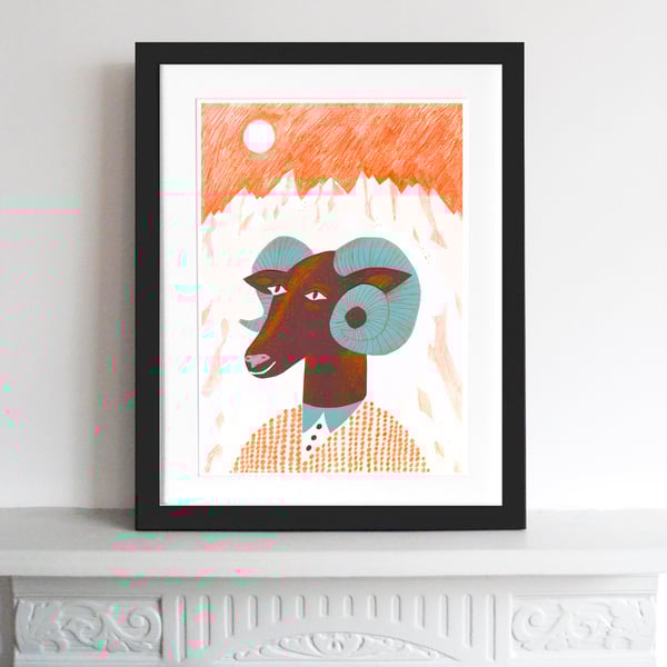 Big Discount! The Mountain Ram A3 print 