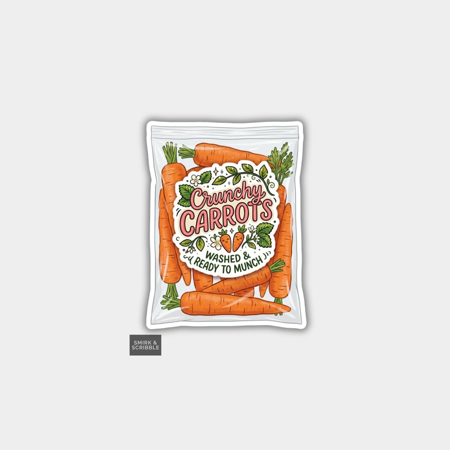 Grocery Food Vinyl Sticker For Adults - Crunchy Carrots