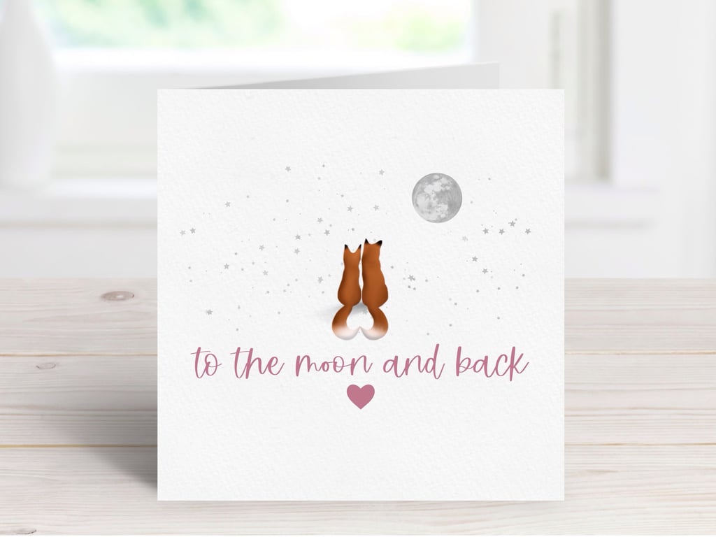 Fox Love Greeting Card, To the Moon and Back.