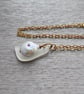 Sea Glass and Coin Pearl Pendant - 18 inch Gold Filled Cable Chain  - Image 4