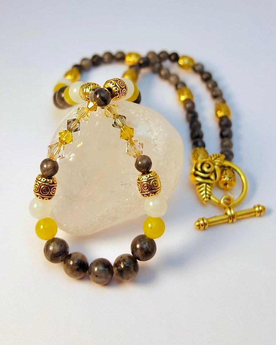 Mixed Gemstone & Crystal Necklace, Birthday, Anniversary, Gifts For Her