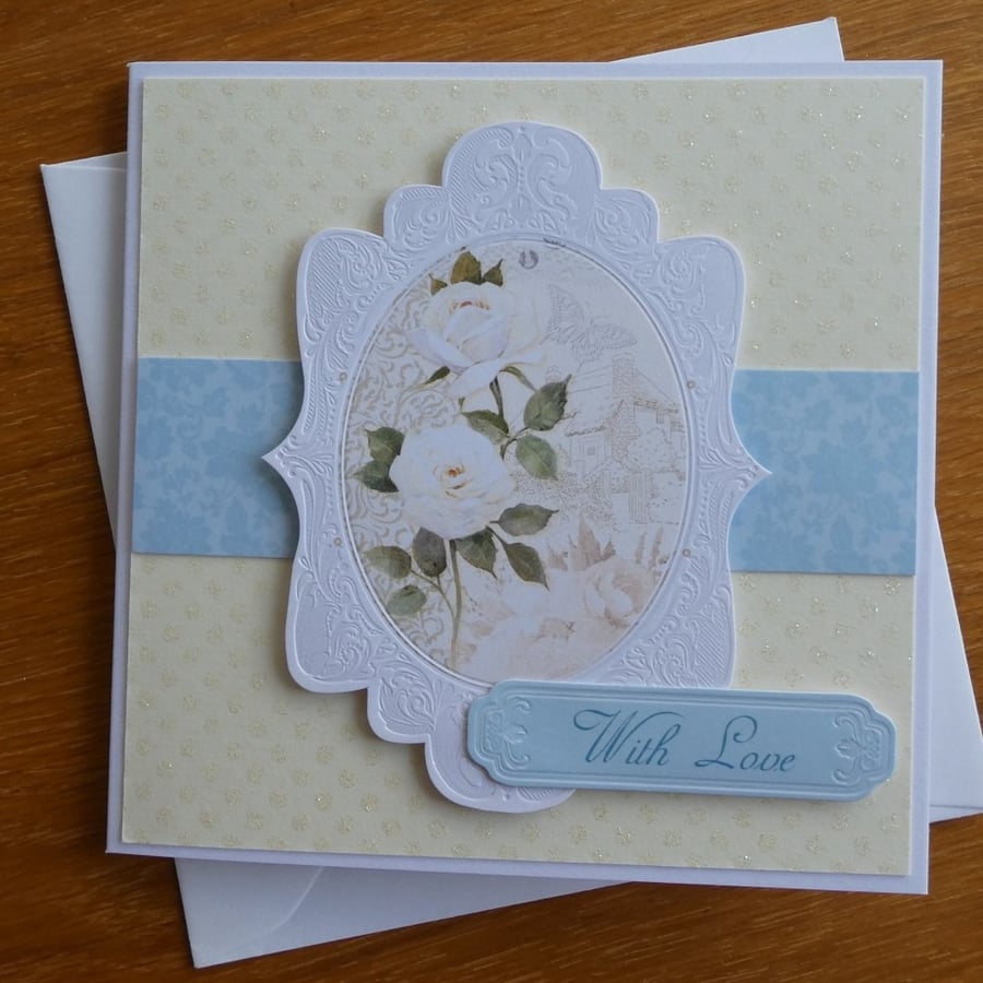 With Love Card - Cream Roses