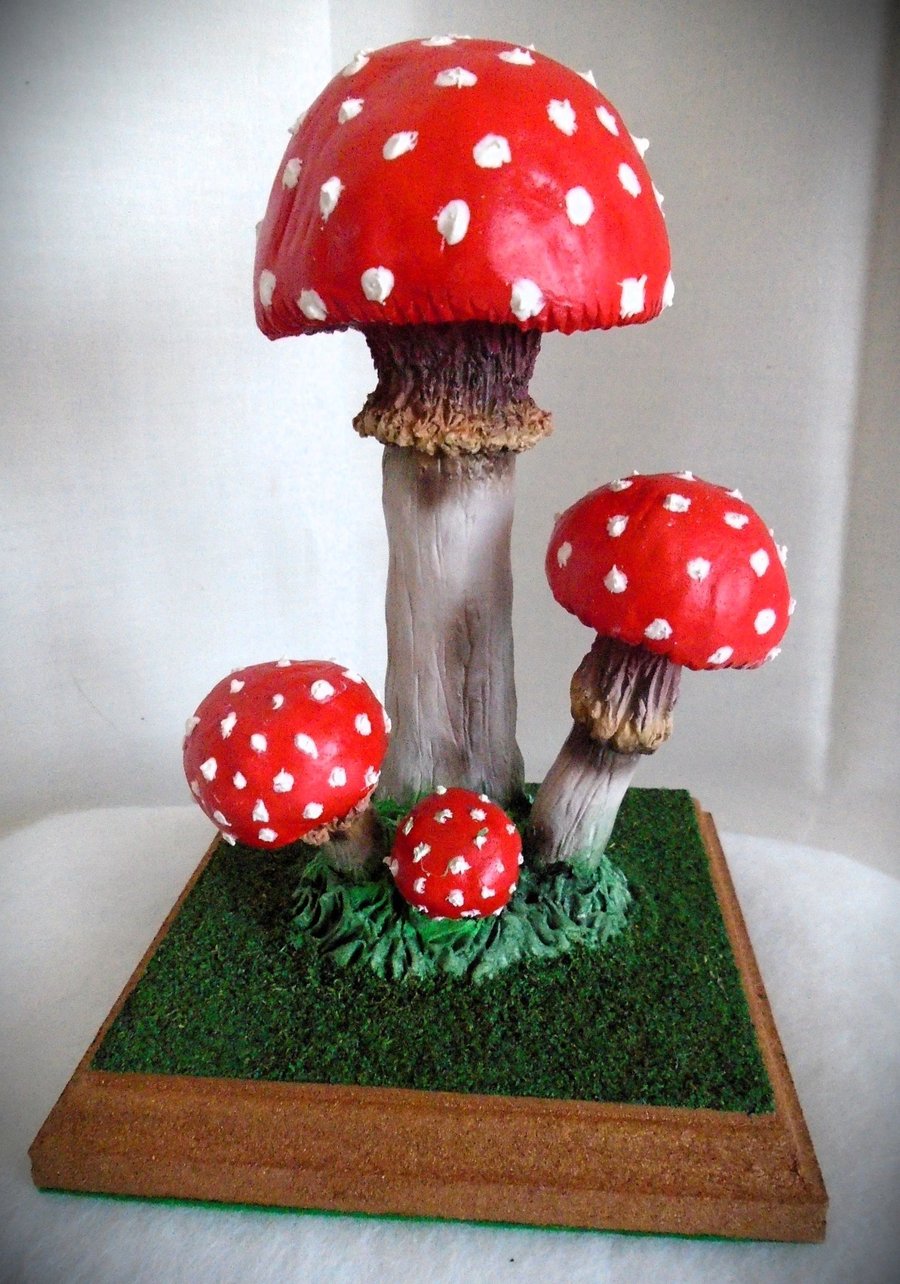 Fly Agaric clay toadstool art sculpture