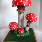 Fly Agaric clay toadstool art sculpture