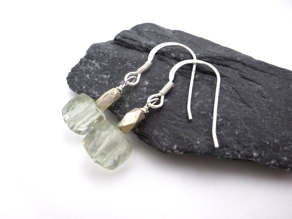 Green Amethyst gemstone earrings