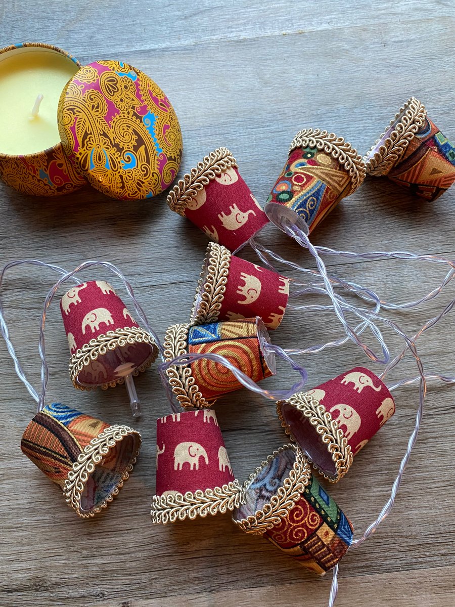 Lampshade Fairy Lights - Elephants and abstract 