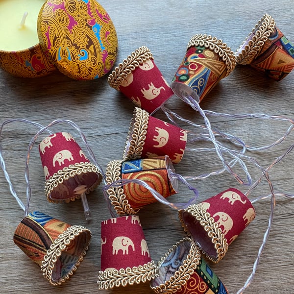 Lampshade Fairy Lights - Elephants and abstract 