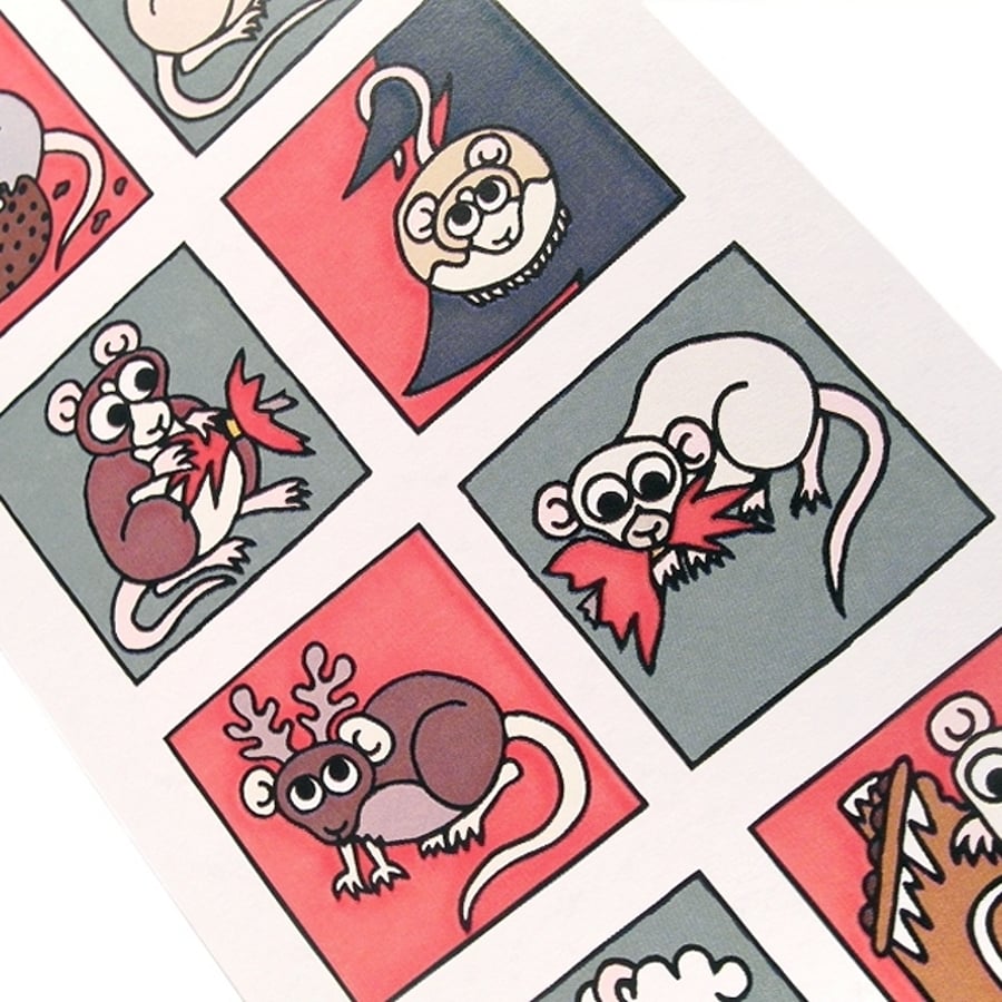 Christmas Rats Card - red and green (Seconds Sunday)