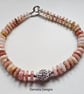 Peruvian Pink Opal & Swarovsky Crystal Bead Sterling Silver Bracelet - Image 6