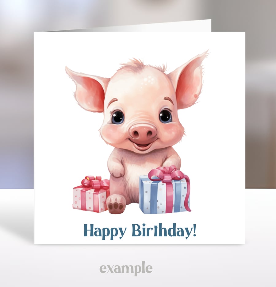 Personalised Cute Piglet Children's Birthday Card 