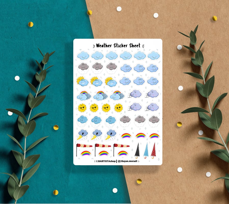 Weather Stickers , Planner stickers, Bullet journal stickers, Weather Planner