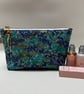Japanese Turquoise Blossoms Fabric Pouch, Makeup Bag, Toiletries Bag