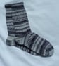 Hand-cranked Knitted Ribbed Wool Socks Size 8 to 9 - Image 2