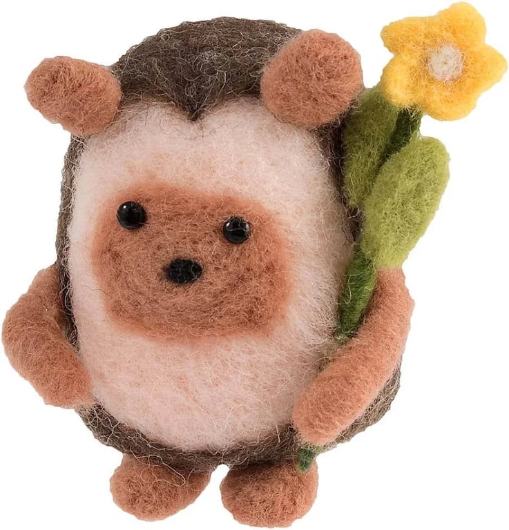 Needle Felting Kit Hedgehog with Daffodil 