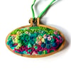 Hand Embroidered Landscape Pendant Necklace