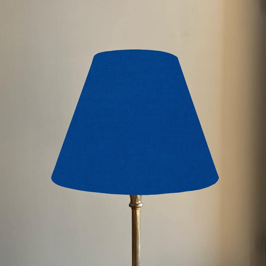 Royal blue cotton coolie lampshade, empire lampshade, bright royal blue cotton 