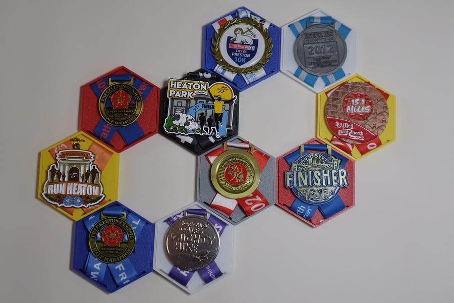 Honeycomb Medal Display Holder - various colours available 